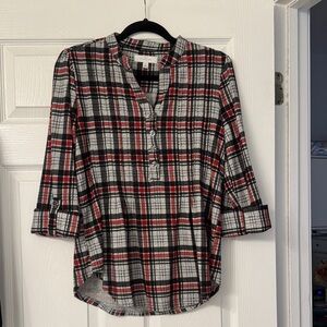 New Directions Red and Black Plaid Button-Down Shirt
